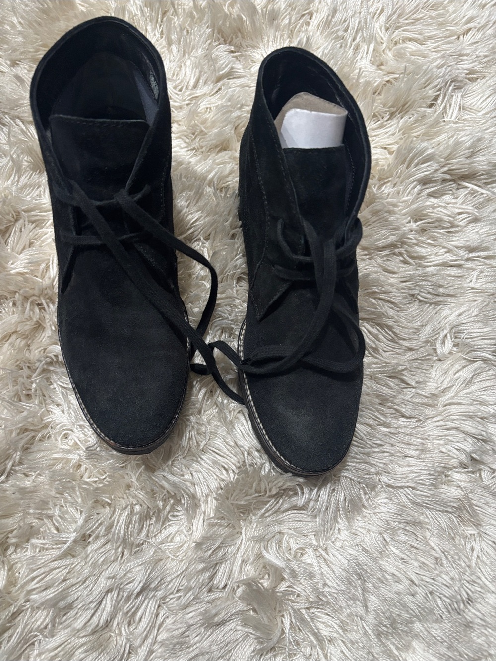 Aquatalia Black Suede Lace-Up Ankle Boots